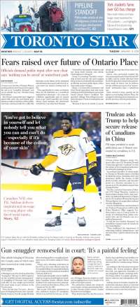 Portada de The Toronto Star (Canadá)