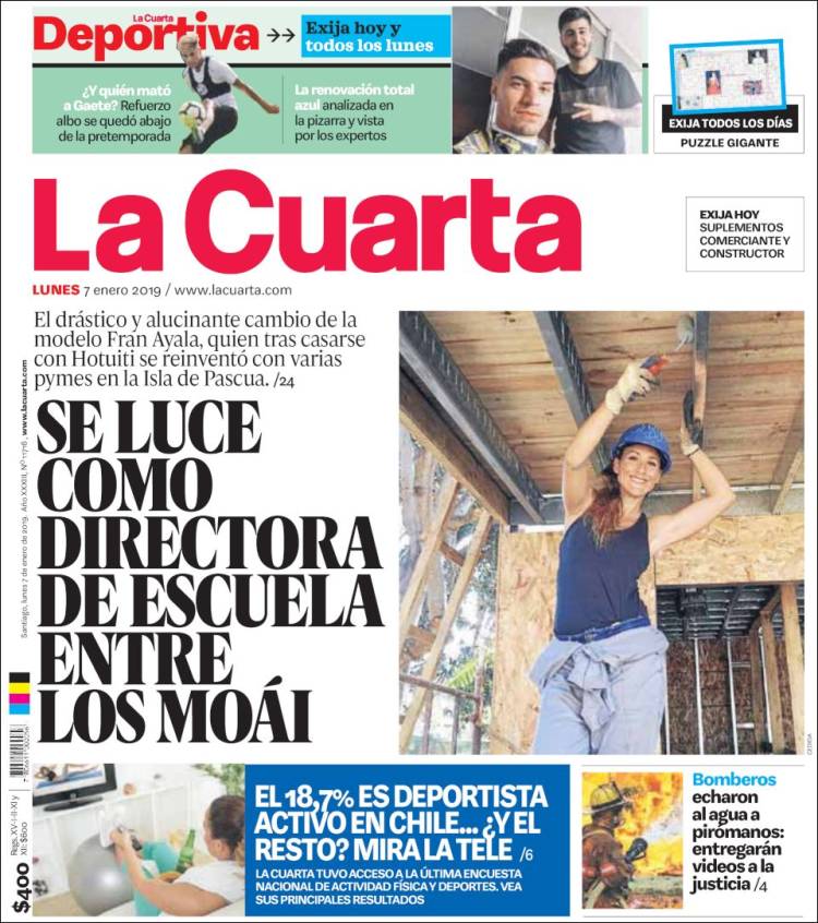 Portada de La Cuarta (Chile)