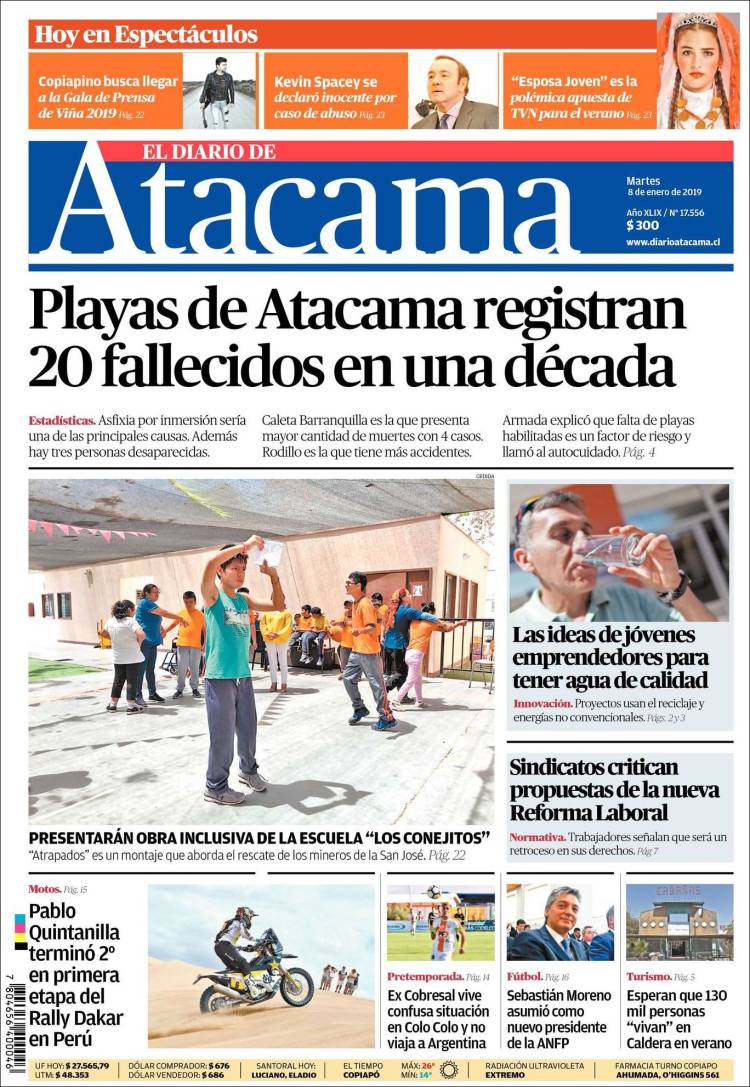 Portada de Diario de Atacama (Chile)