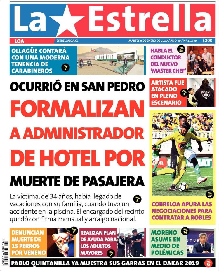 Portada de La Estrella de Loa (Chile)