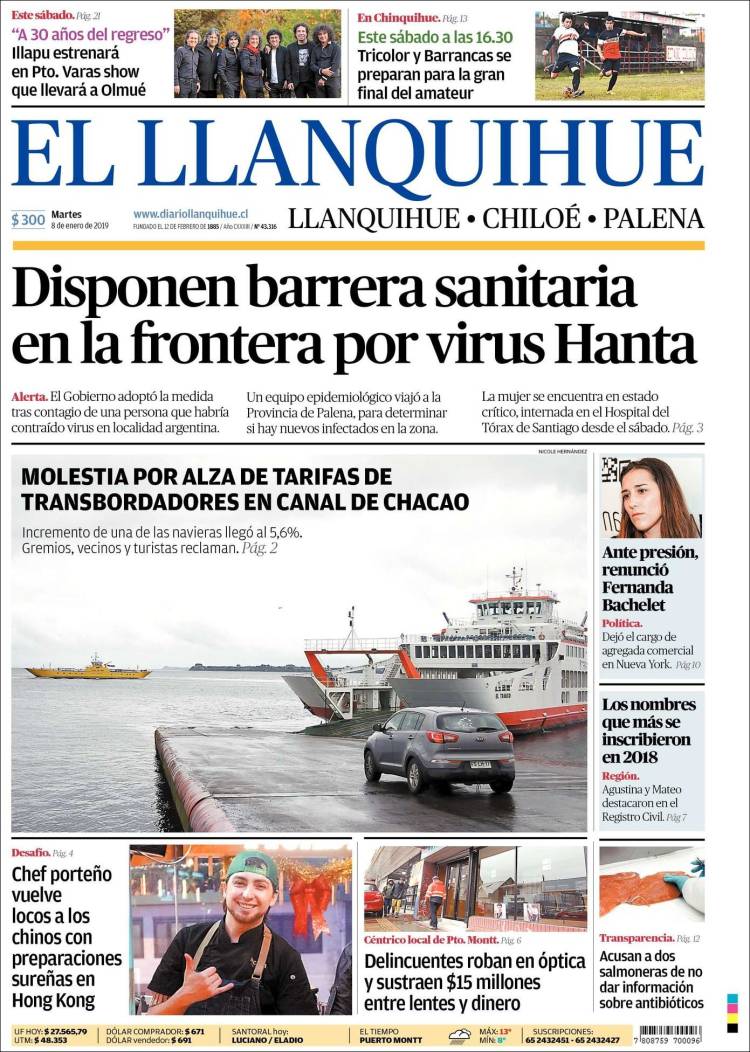 Portada de El Llanquihue (Chile)