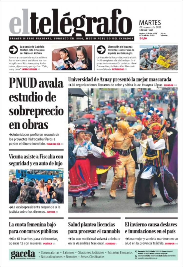Portada de El Telégrafo (Ecuador)