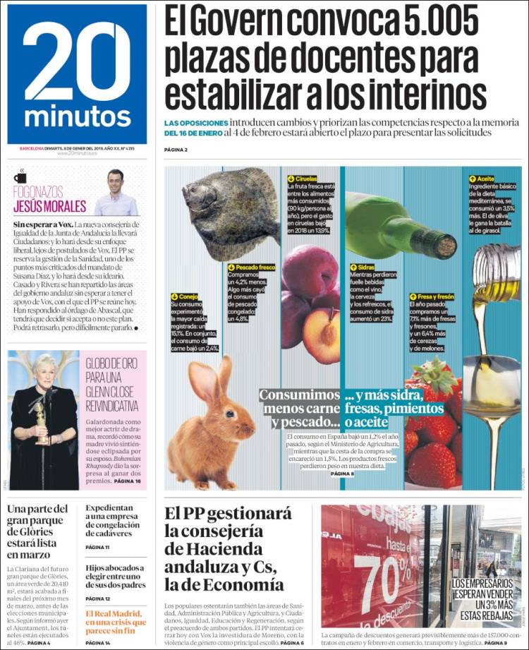 Portada de 20 Minutos - Barcelona (Espa&ntilde;a)