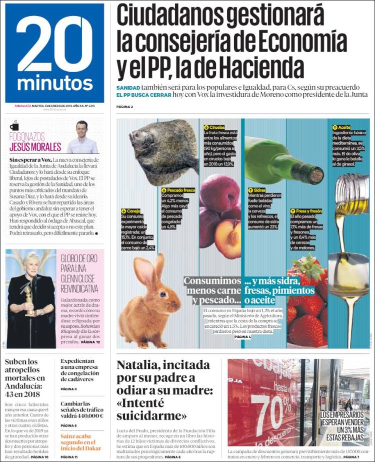 Portada de 20 Minutos - Malaga (Espa&ntilde;a)