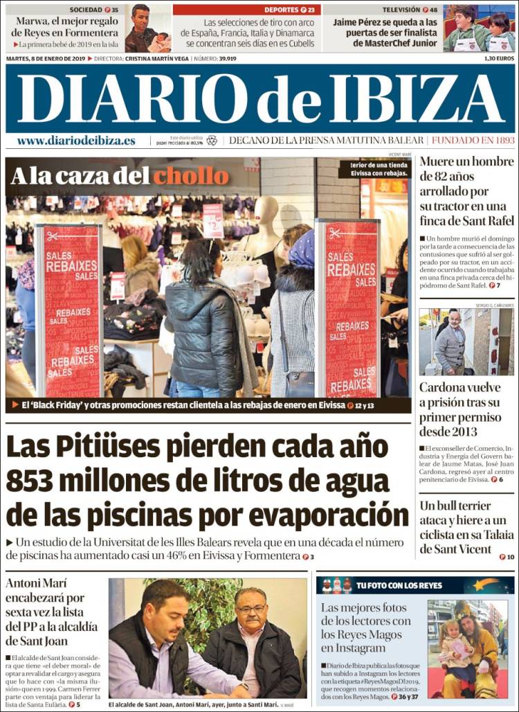 Portada de Diario de Ibiza (Espa&ntilde;a)