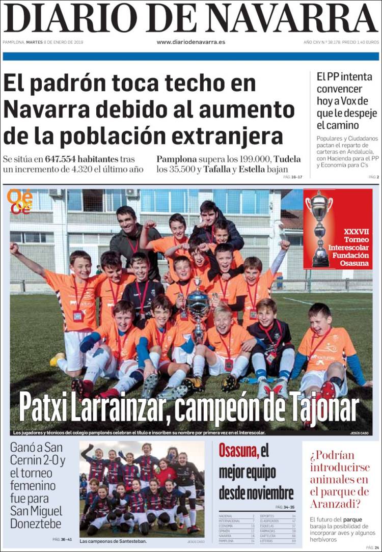 Portada de Diario de Navarra (Espa&ntilde;a)