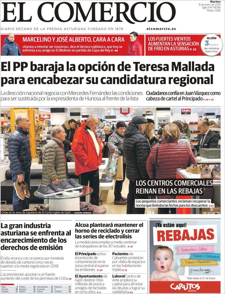 Portada de El Comercio (Espa&ntilde;a)