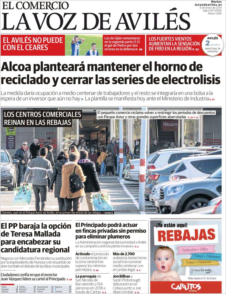 Portada de El Comercio - Avilés (Espa&ntilde;a)