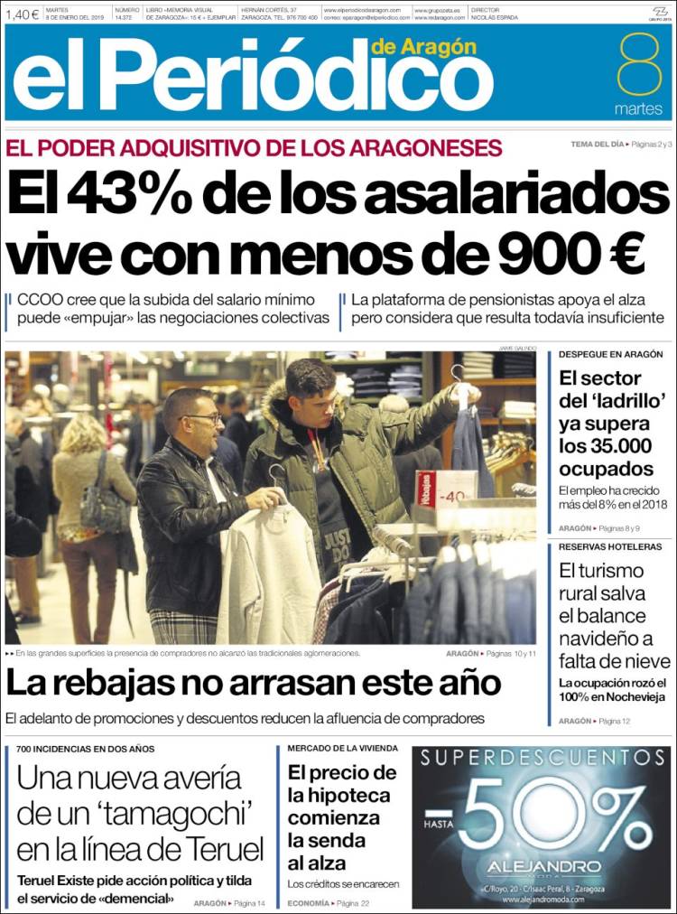 Portada de El Periódico de Aragón (Espa&ntilde;a)
