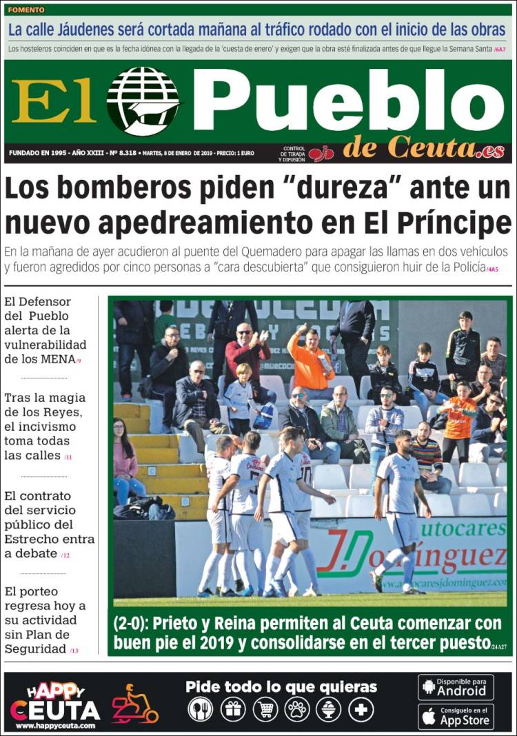 Portada de El Pueblo de Ceuta (Espa&ntilde;a)