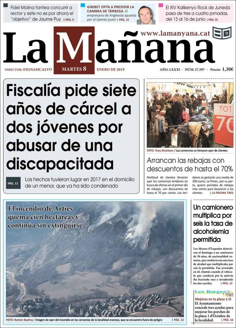 Portada de La Mañana - Diari de Ponent (Espa&ntilde;a)