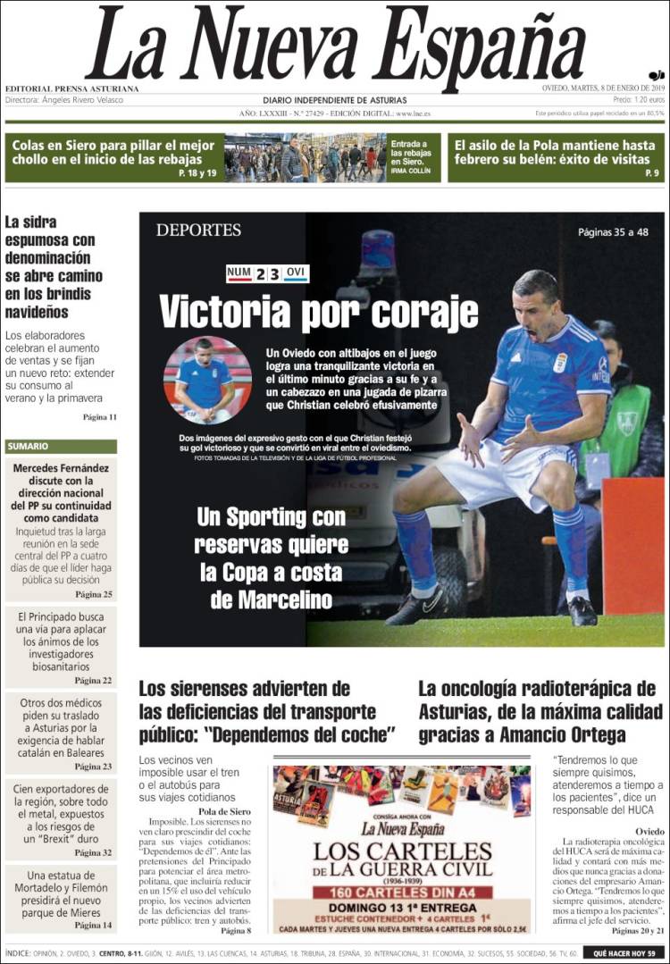 Portada de La Nueva España (Espa&ntilde;a)