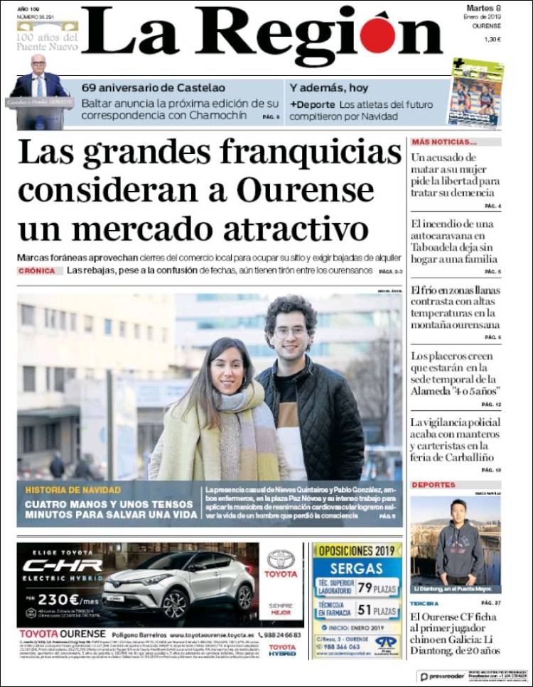 Portada de La Región de Ourense (Espa&ntilde;a)