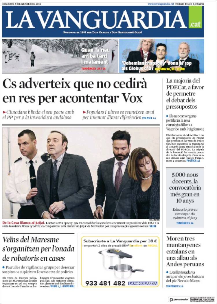 Portada de La Vanguardia (Espa&ntilde;a)