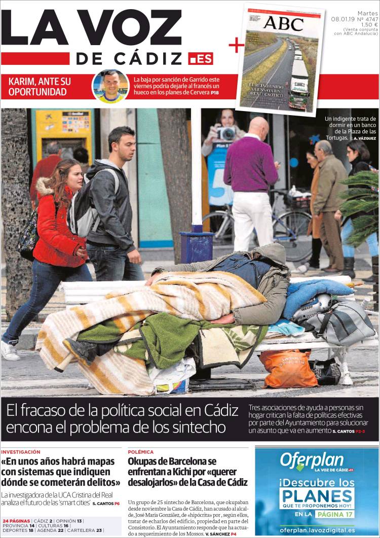 Portada de La Voz de Cádiz (Espa&ntilde;a)