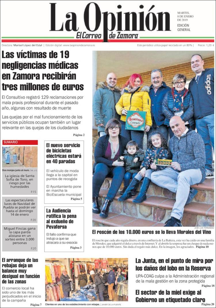 Portada de La Opinión - El Correo de Zamora (Espa&ntilde;a)