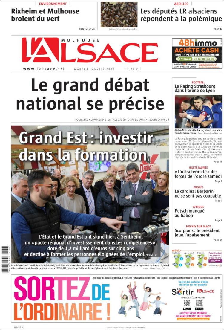 Portada de Journal L'Alsace (Francia)