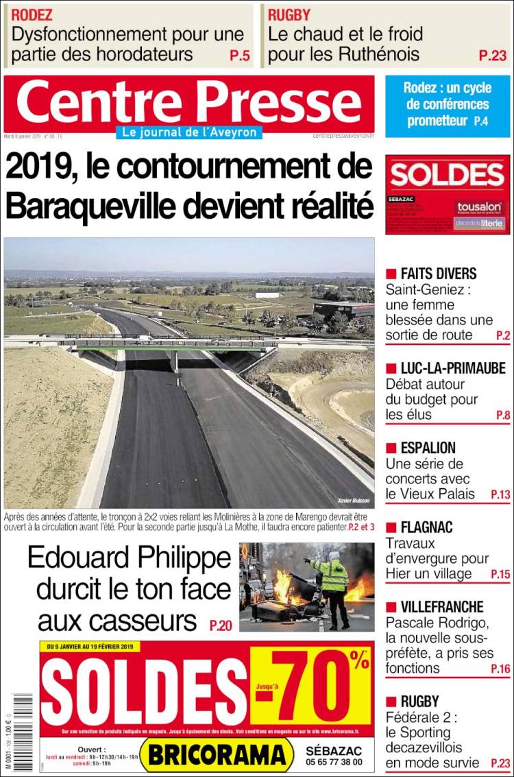 Portada de Centre Presse (Francia)