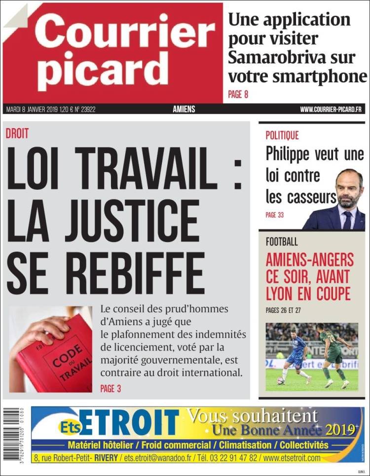 Portada de Courrier Picard (Francia)