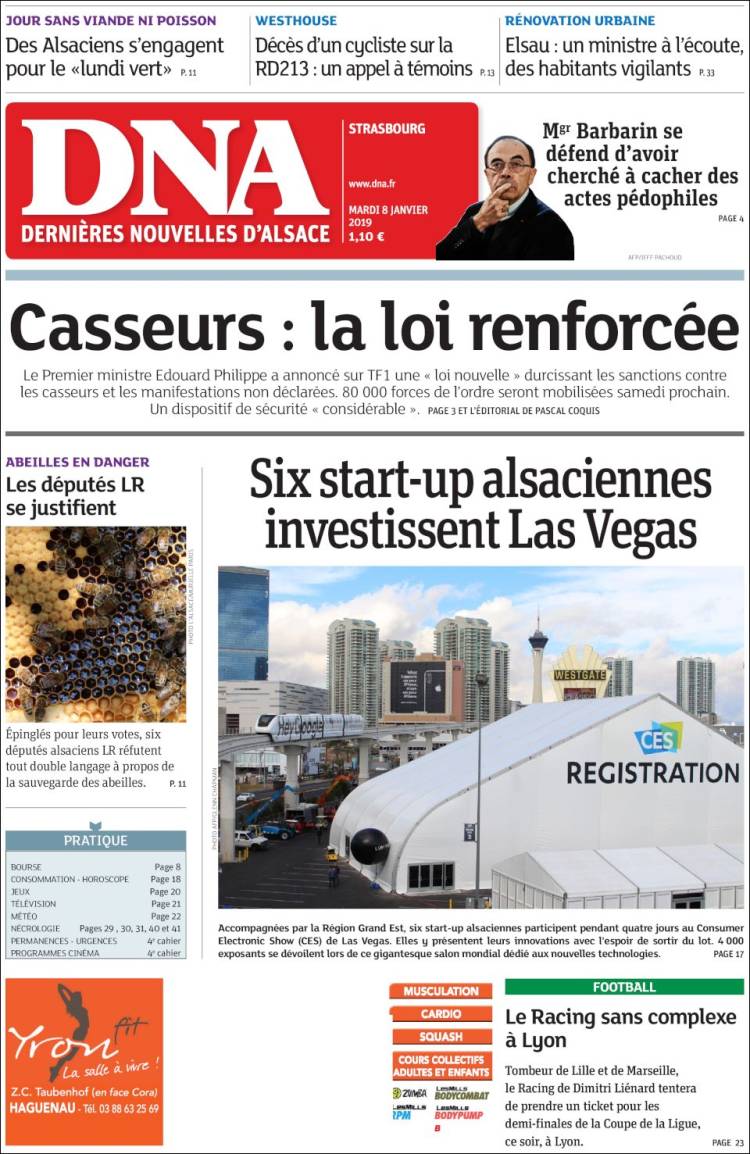 Portada de Les Dernières Nouvelles d'Alsace (Francia)