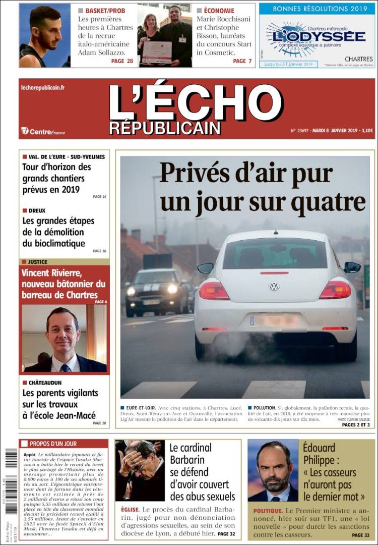 Portada de L'Echo Républicain (Francia)