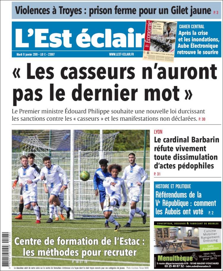 Portada de L'Est Eclair (Francia)