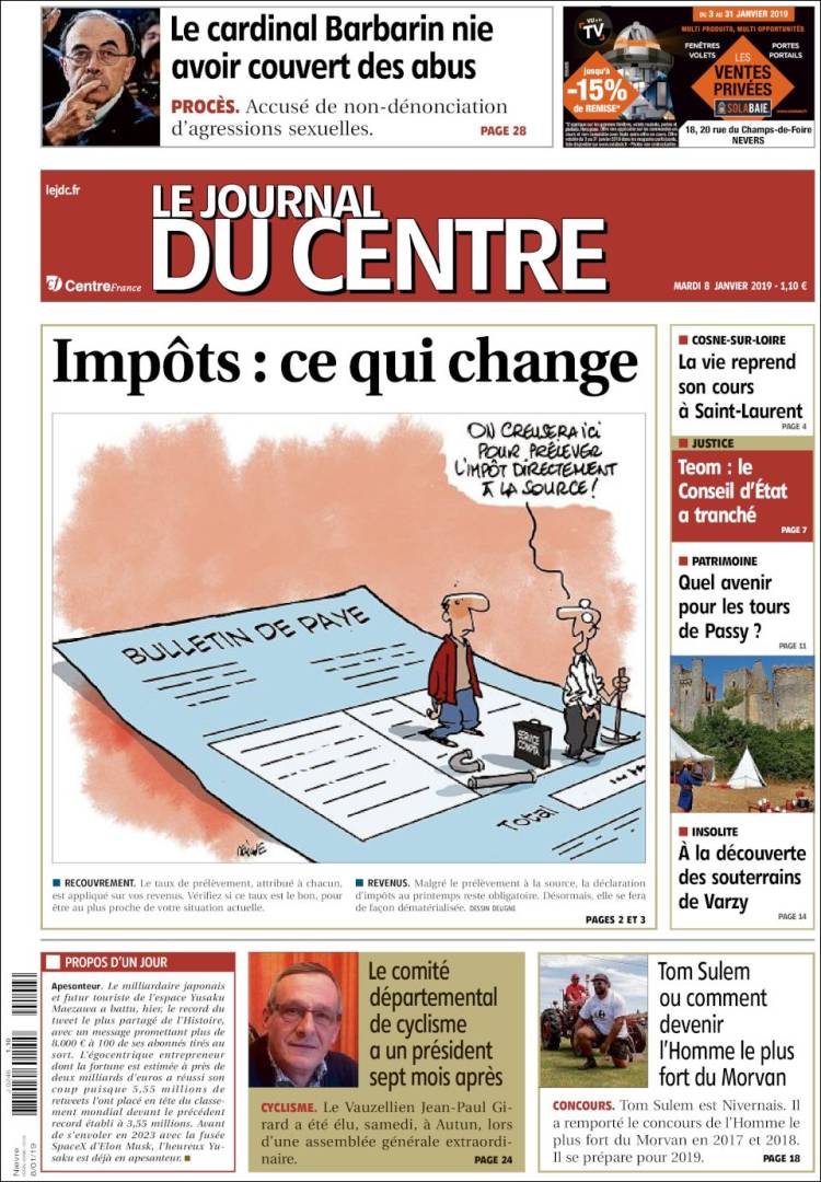 Portada de Le Journal du Centre (Francia)