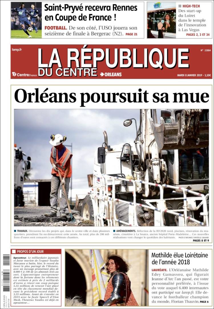 Portada de La République du Centre (Francia)