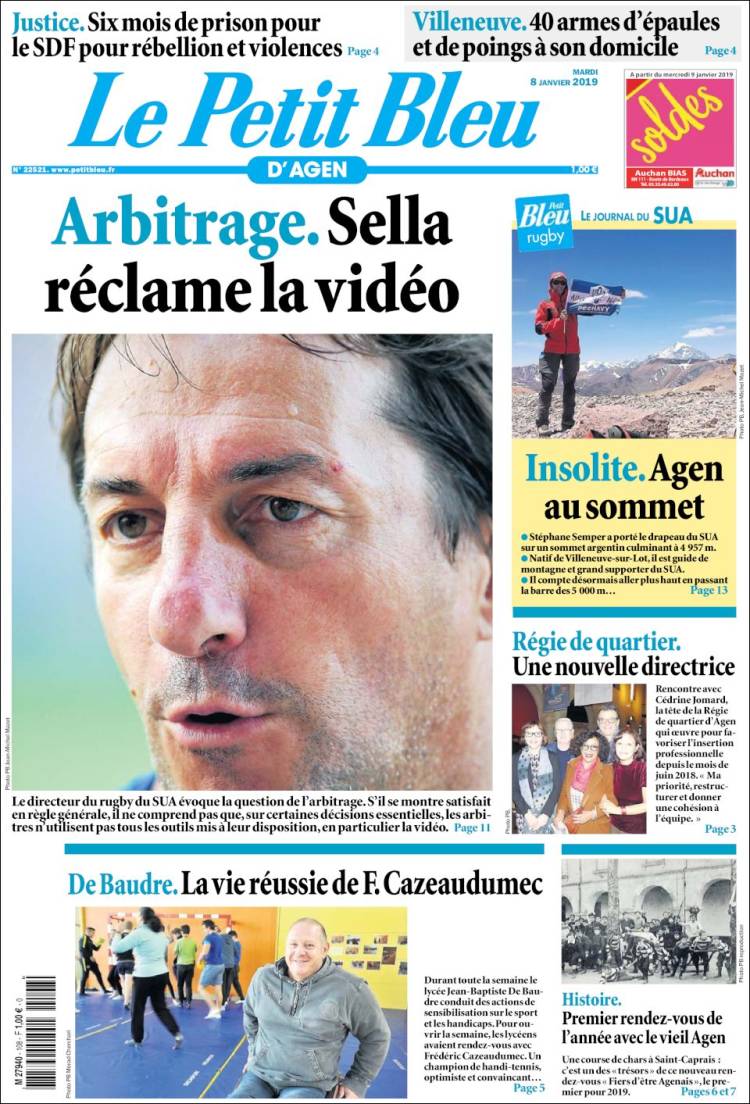 Portada de Le Petit Bleu (Francia)