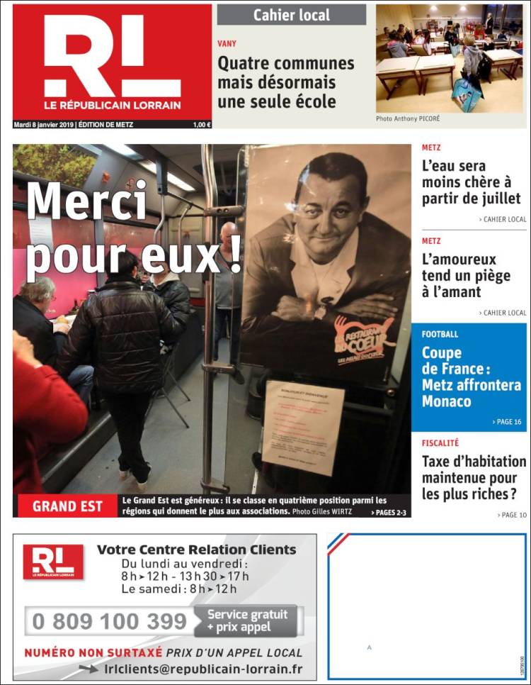 Portada de Le Republicain Lorrain (Francia)