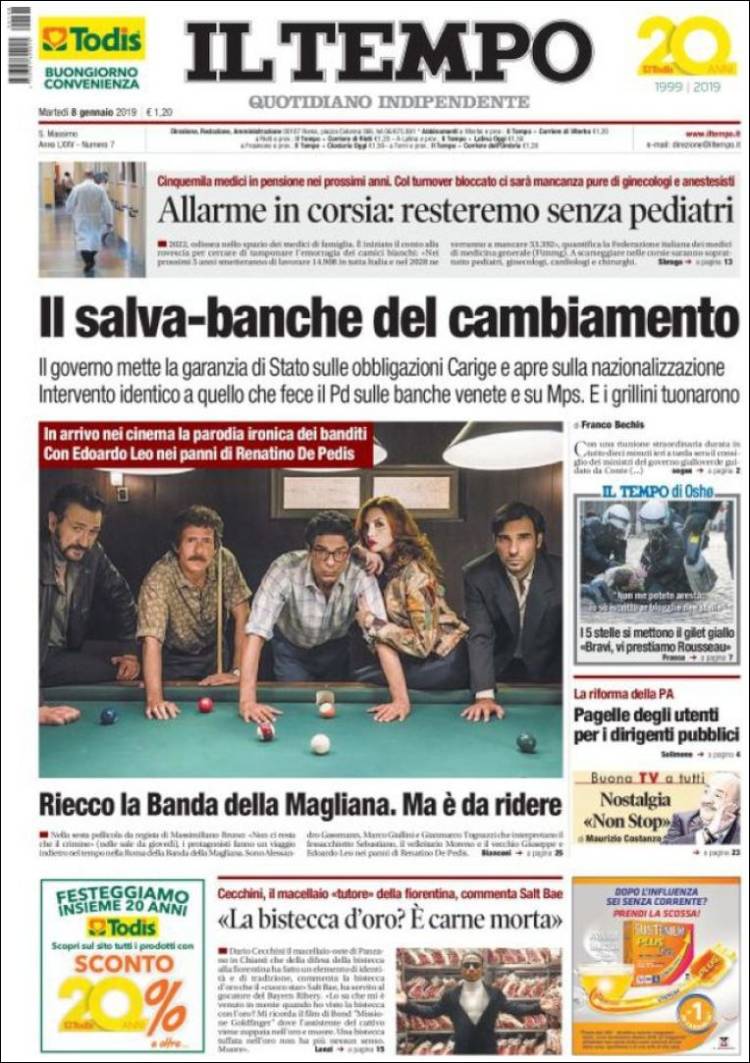 Portada de Il Tempo (Italia)