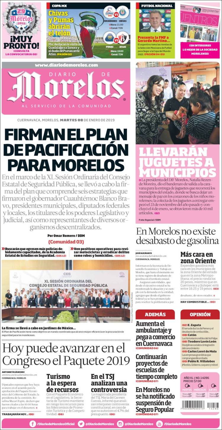 Portada de Diario de Morelos (México)