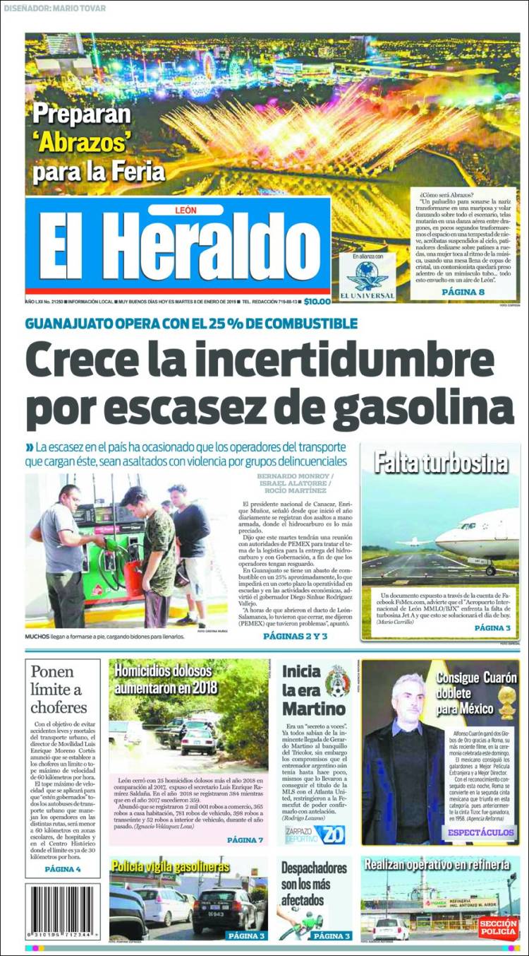 Portada de El Heraldo de León (México)