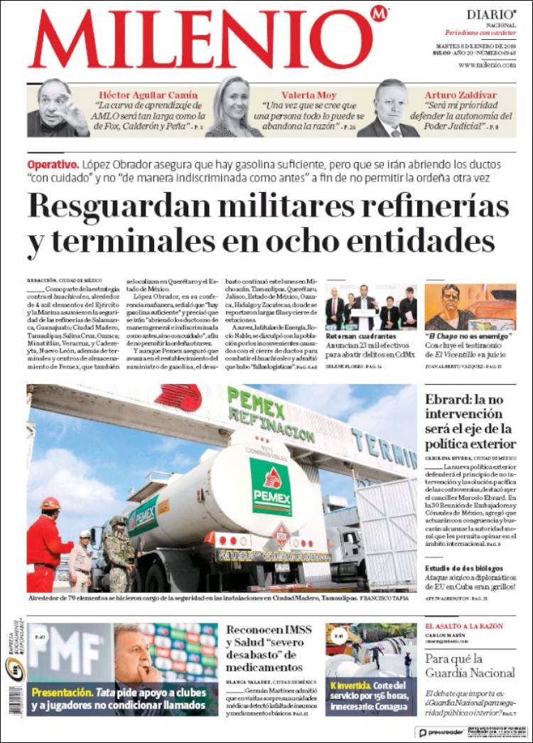 Portada de Milenio (México)