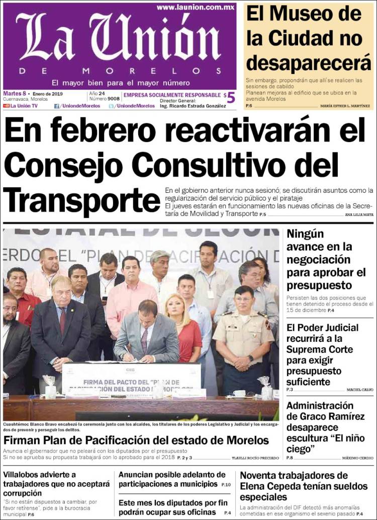 Portada de La Unión de Morelos (México)