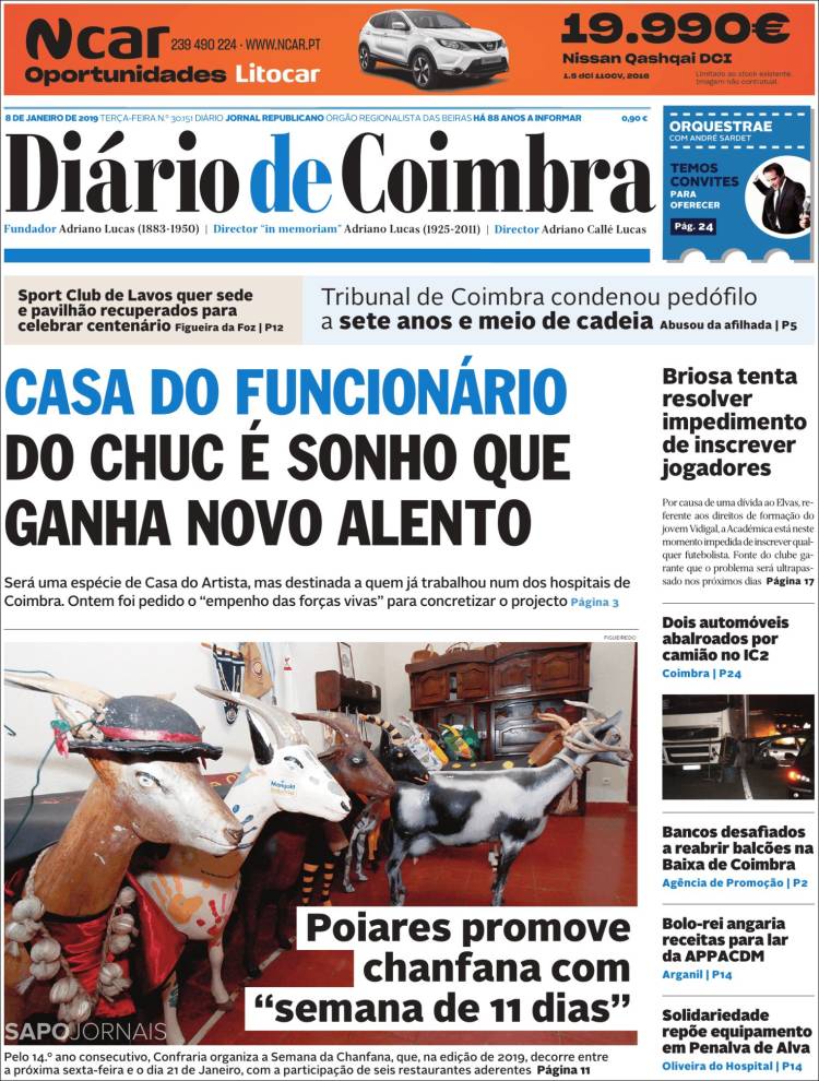 Portada de Diário de Coimbra (Portugal)