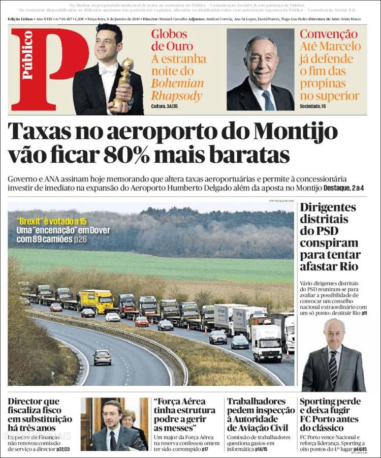 Portada de Público (Portugal)