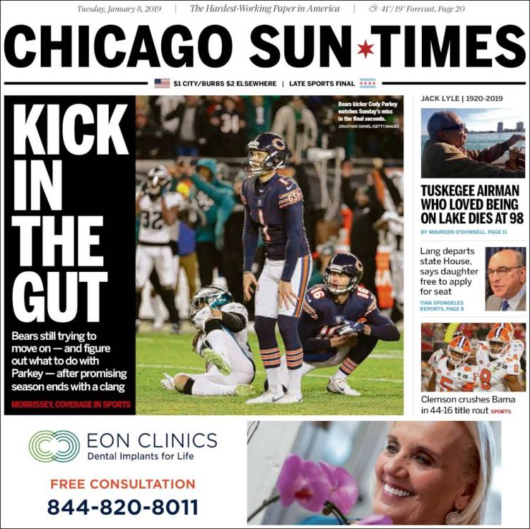 Portada de Chicago Sun-Times (USA)