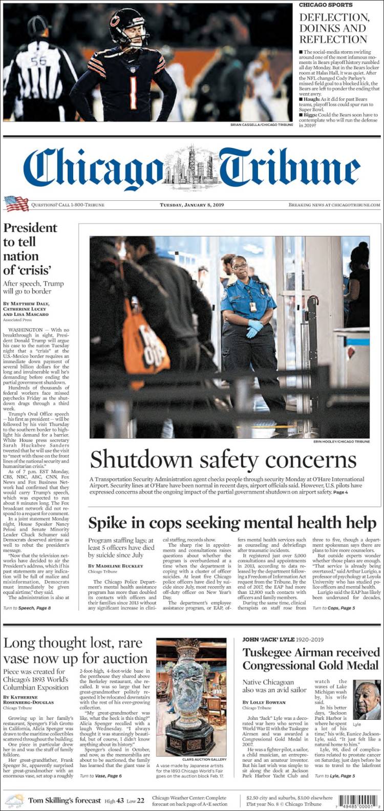 Portada de Chicago Tribune (USA)