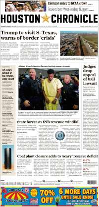 Portada de Houston Chronicle (USA)