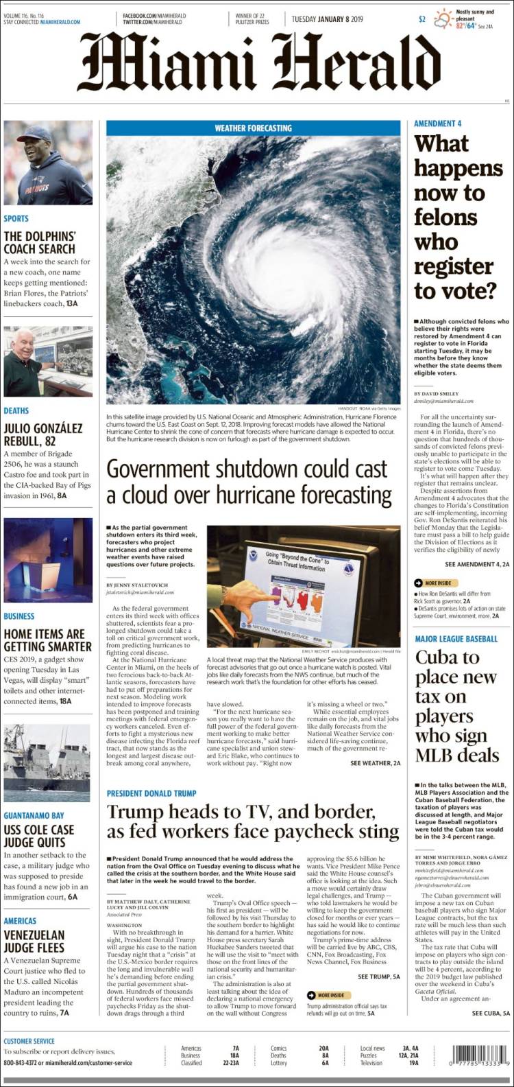 Portada de Miami Herald (USA)