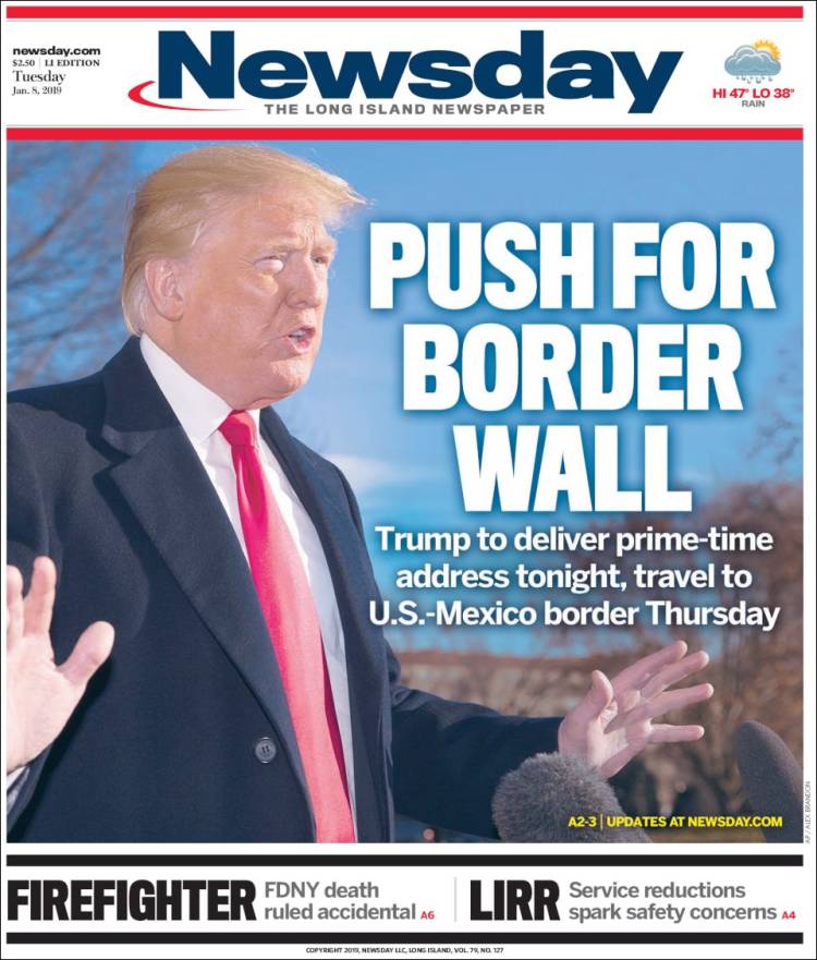 Portada de Newsday (USA)