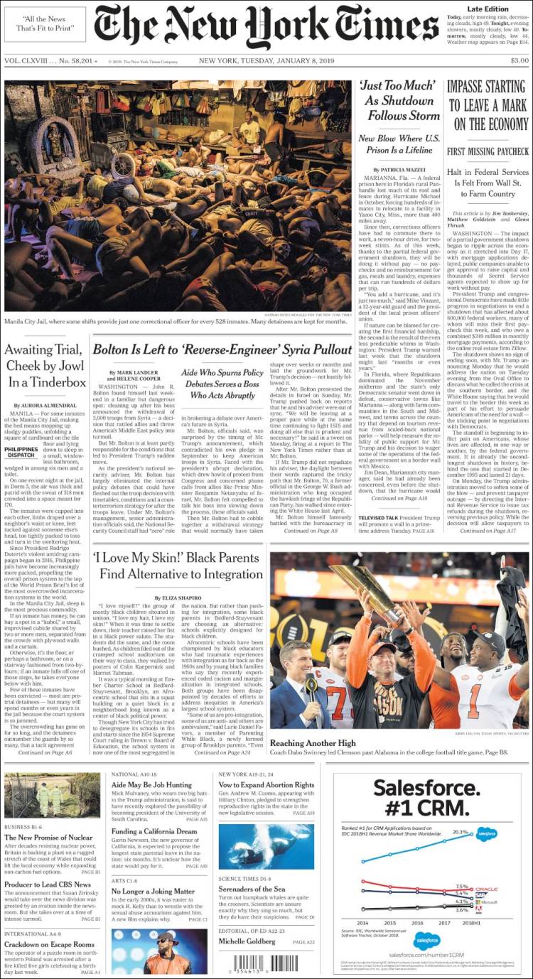 Portada de New York Times (USA)