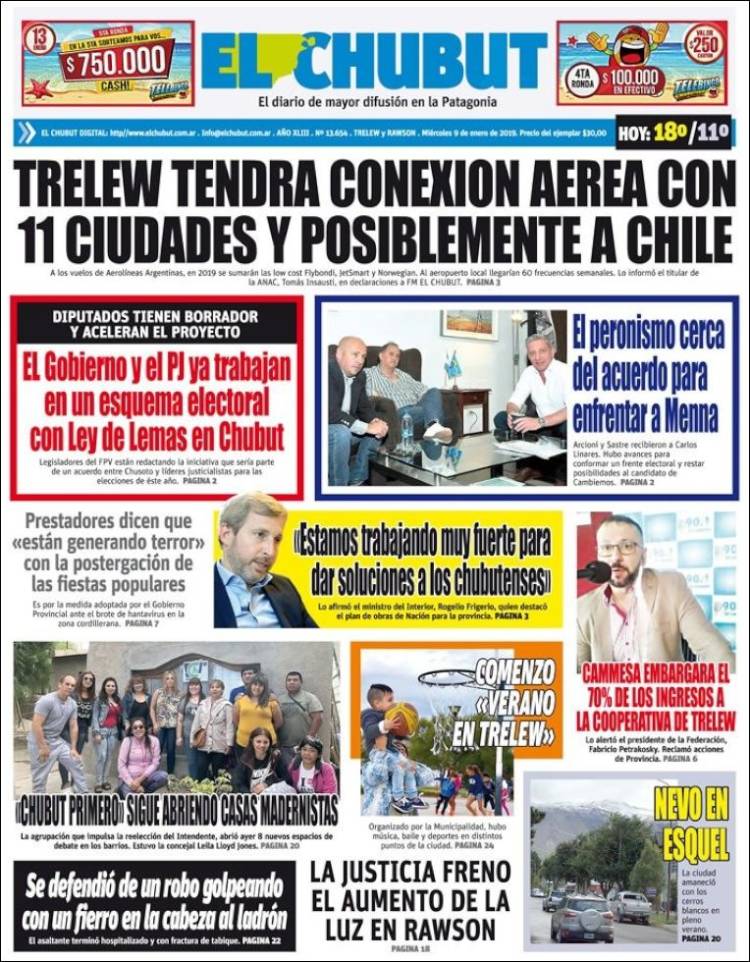 Portada de El Chubut (Argentina)