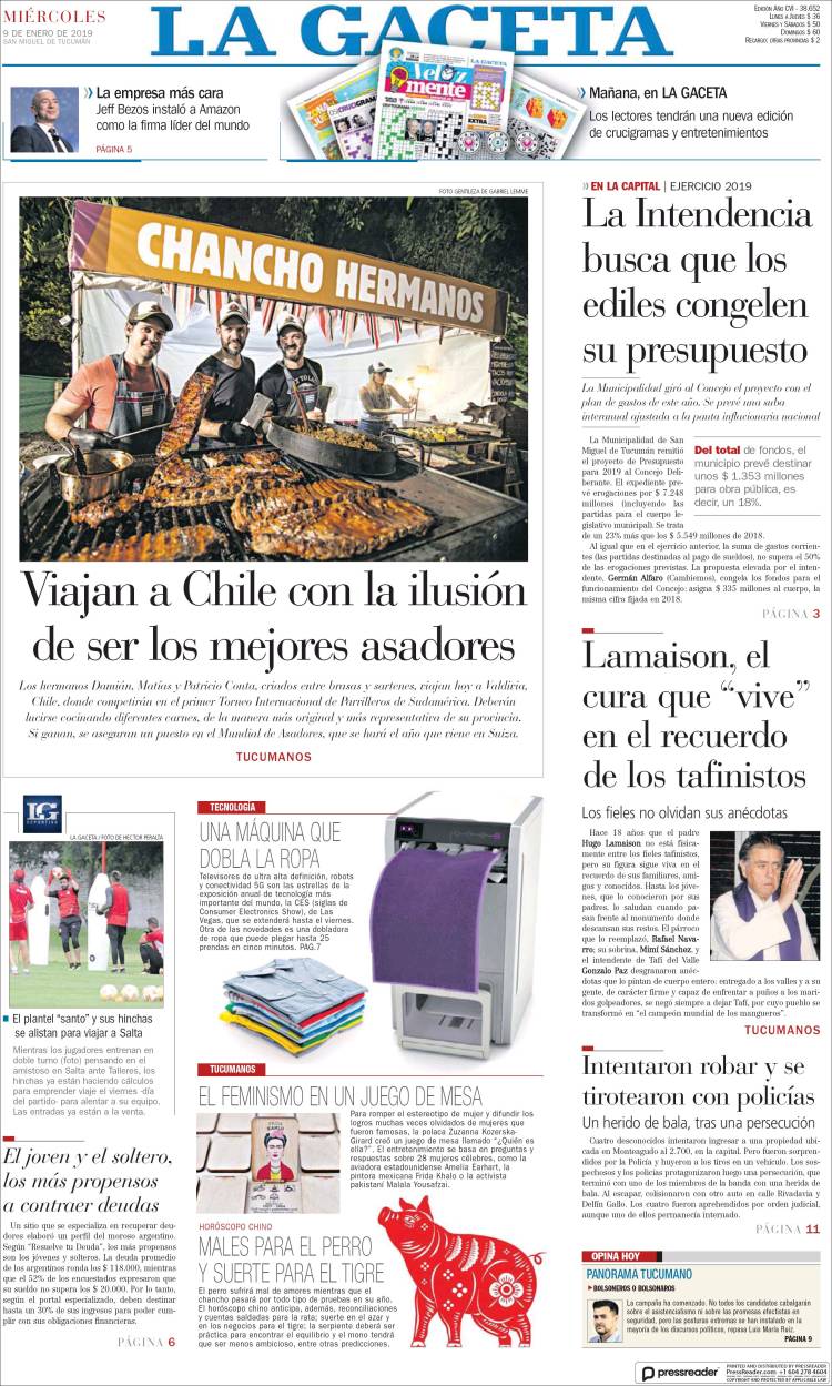 Portada de La Gaceta (Argentina)