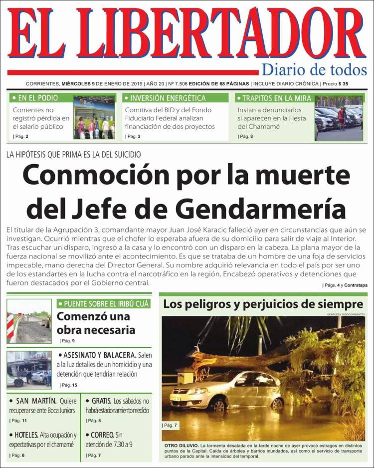 Portada de Diario El Libertador (Argentina)