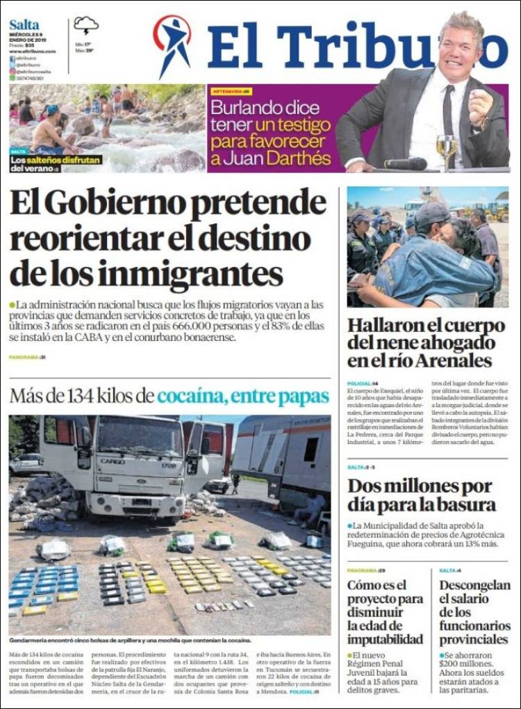 Portada de El Tribuno - Salta (Argentina)