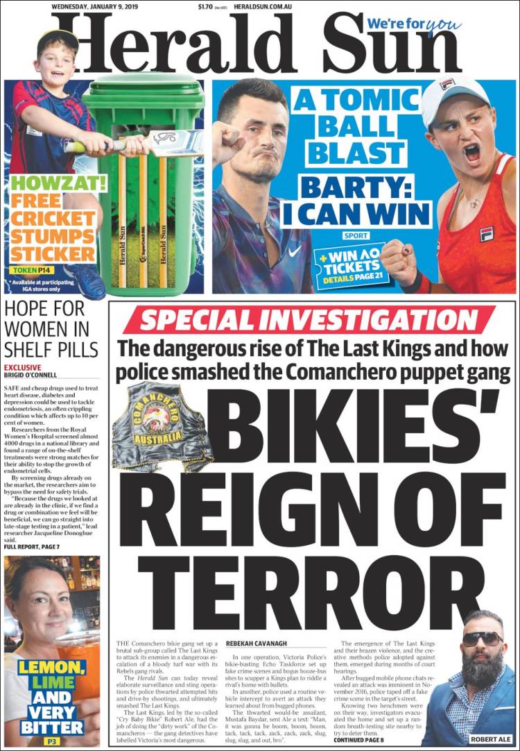 Portada de Herald Sun (Australia)