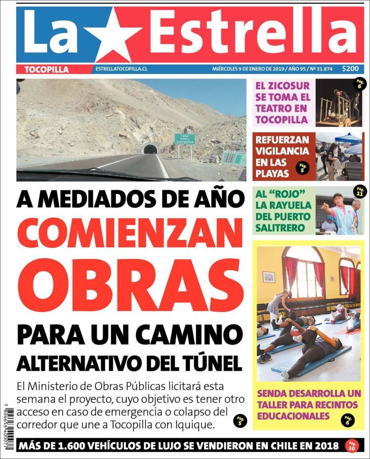 Portada de La Estrella de Tocopilla (Chile)