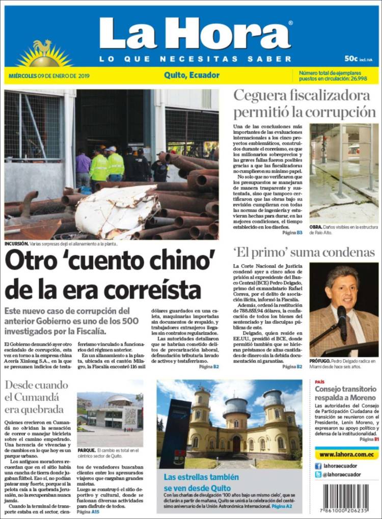 Portada de La Hora - Ecuador (Ecuador)